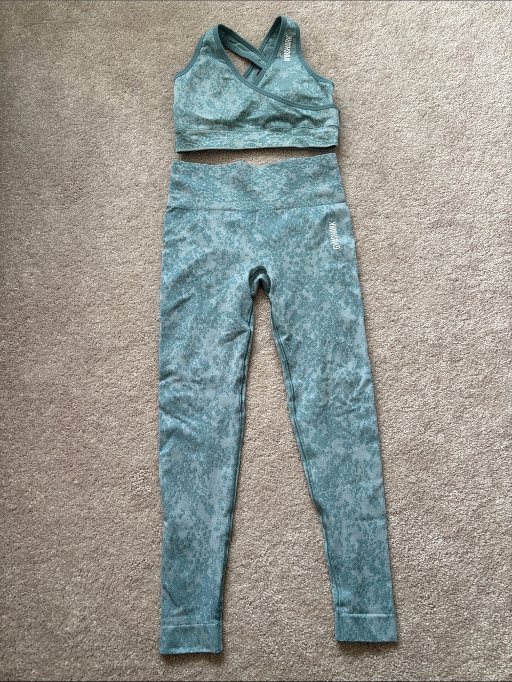 Gymshark Light Blue Patterned High-Waist Leggings Set